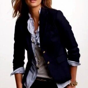 J.CREW SCHOOLBOY classic BLACK 100% WOOL SLIM FITTED BLAZER JACKET PREPPY sz 2